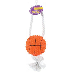 Zolux Squeaky Spiny Basketball Toy Hanging on Rope 