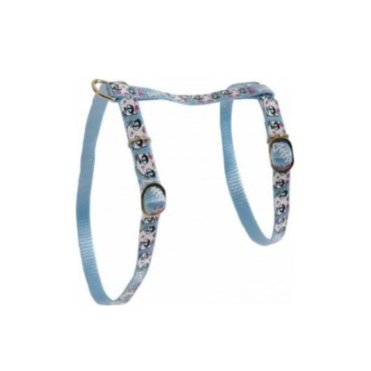 Zolux Nylon Cat Harness Pink Cat Print 10mm - Blue