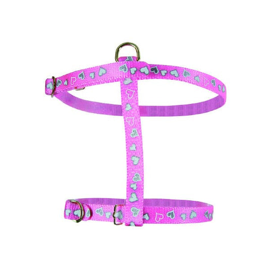 Zolux Nylon Cat Harness Heart Print 10mm - Pink