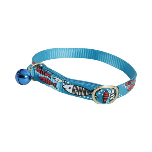 Zolux Nylon Cat Collar Sardine Print 30cm Blue