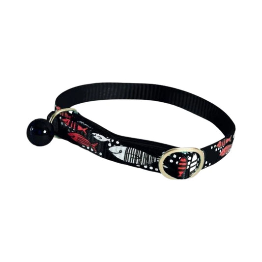 Zolux Nylon Cat Collar Sardine Print 30cm - Black