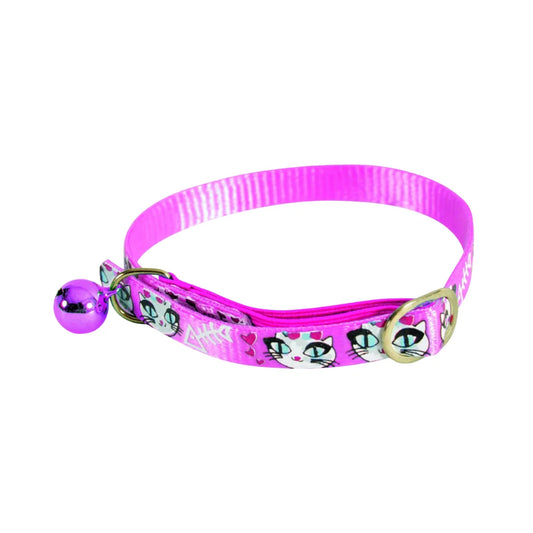 Zolux Nylon Cat Collar Cat Print 30cm - Pink