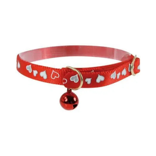 Zolux Nylon Cat Collar Heart Print 30cm - Red