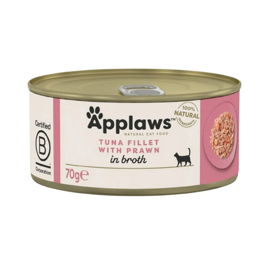 Applaws Canned Wet Cat Food Tuna Flakes with Shrimp in Gravy 70g