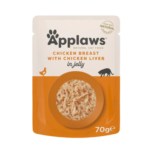 Applaws Wet Cat Food Pouches - Tender Chicken Breast with Liver in Jelly 70g