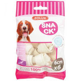 Zolux White Bones with Knot 6cm x 6 Dog Treats