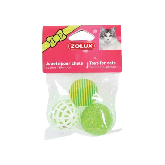 Zolux Cat Toy 3 Balls Assorted - 4cm