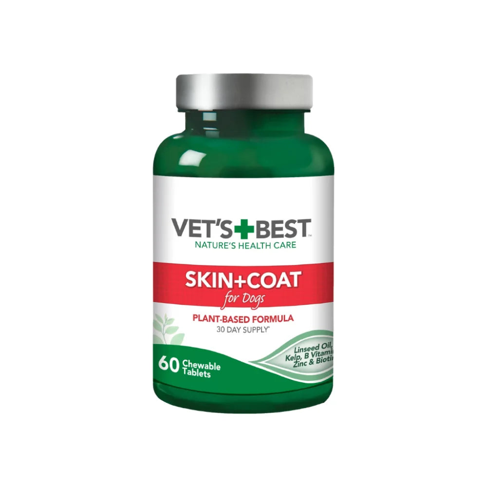 Vets Best Coat &amp; Skin Support Chewable Tablets for Dogs 60 Tablets