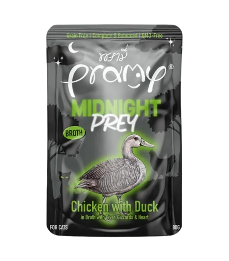 برامي في مرق ميدنايت بري دجاج وبط أكياس للقطط 80 جم