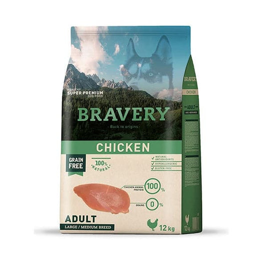 Bravery Dry Food for Medium and Large Breed Adult Dogs with Chicken Flavor