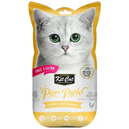 كيت كات بيوري دجاج مع فايبر (كرات شعر) 1+4 × 15 جم