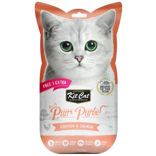 كيت كات بيوري دجاج مع سلمون 1+4 × 15 جم