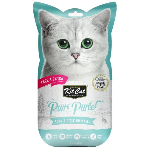 كيت كات بيوري تونة وفايبر (كرات شعر) 1+4 × 15 جم