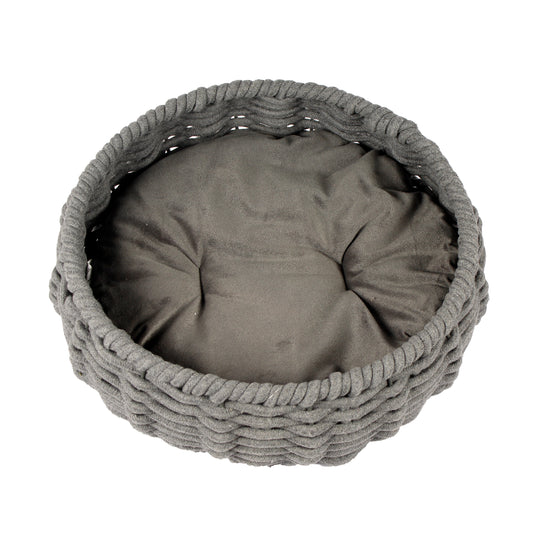 Dark Grey Oval Cotton Waffle Bed