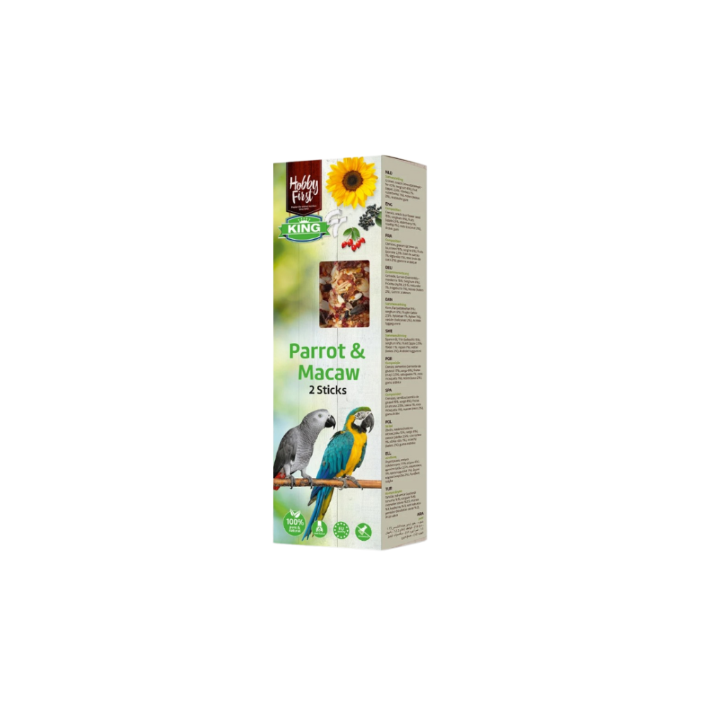 هابي كينغ باروت آند ماكاو فروت ستيكس – عيدان الفاكهة للببغاوات والماكاو 2 × 90 جم
