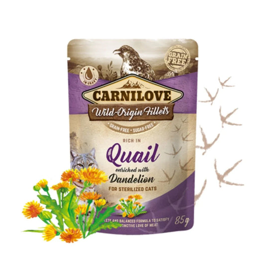 Carnilove Wet Cat Food for Sterilized Cats Quail &amp; Dandelion Flavour 85g