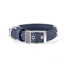 My Family Bilbao Leather Dog Collar Navy 55x2.8cm Large