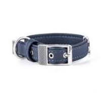 My Family Bilbao Leather Dog Collar Navy 35x1.6cm Small