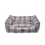 Feline Go Rectangular Plaid Bed for Cats and Dogs Light Grey