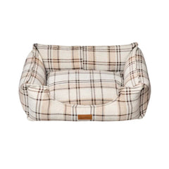 Feline Goo Rectangular Striped Bed for Cats and Dogs Beige