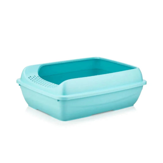 Flying Goo Open Litter Box with Strainer and Scoop for Cats Sky Blue