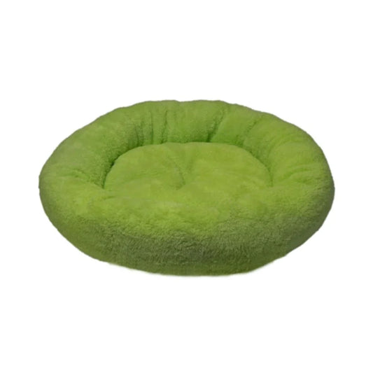 Feline Go Plush Round Bed for Cats and Dogs Green