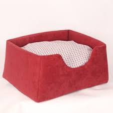 FOB Diamante Rectangular Cat Bed Red