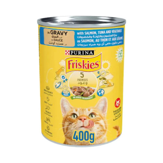 Friskies Canned Salmon, Tuna &amp; Vegetables in Gravy for Cats 400g